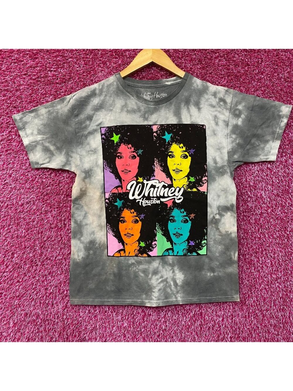 Whitney Houston Pop Art Collage Tie Dye T-Shirt XL